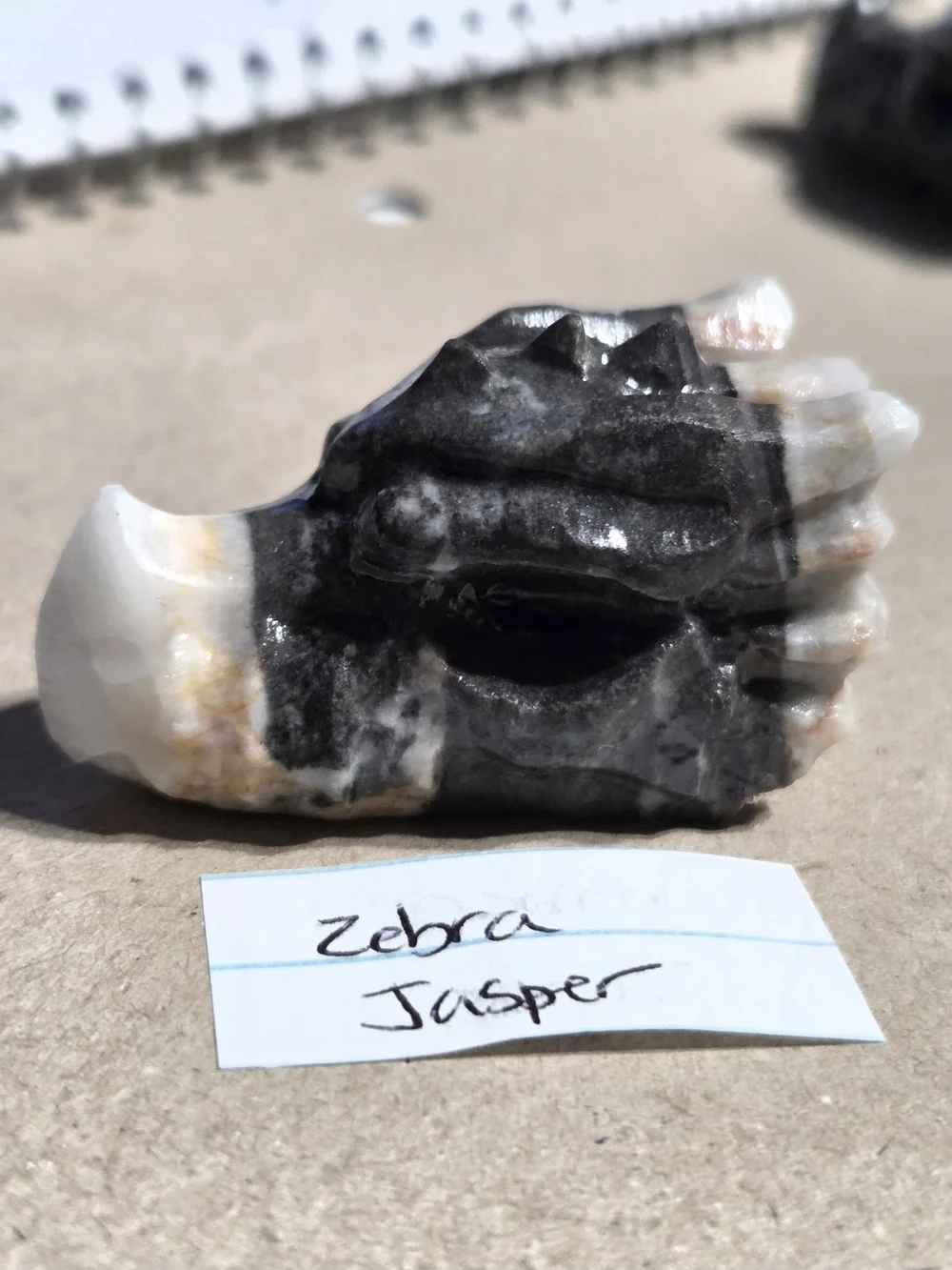 Zebra Jasper Decorative Reptile Ornament - Black & White